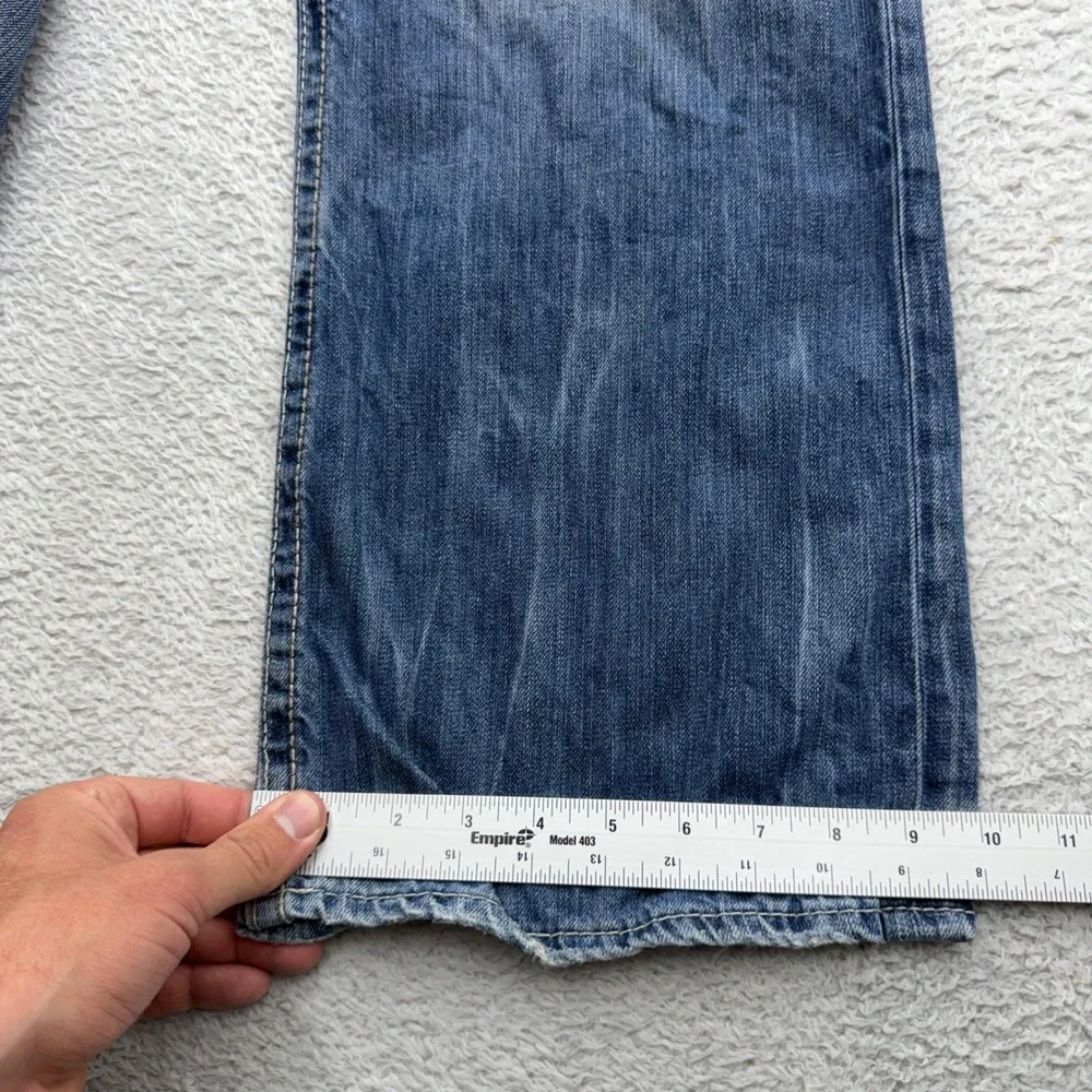 BKE Tyler Mens 34R Straight Leg Jeans Blue Medium Wash Distressed 100% Cotton